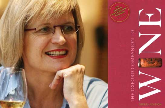 Jancis Robinson and detail of her book cover 